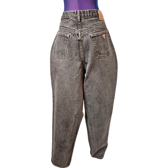 Vintage Guess Stonewashed Black Denim Barrel Jeans Size 38x34‎ Men's B58 - Picture 7 of 13